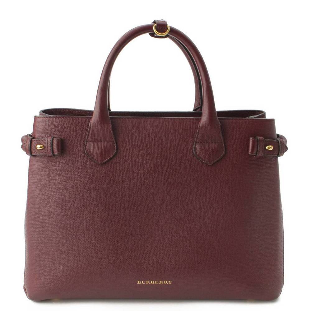 Burberry Logo Wine Bag Handbag Red Banner